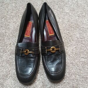 Cole Haan Heeled Loafer Shoe Dake Brown Size 8.5 AA Narrow Womens